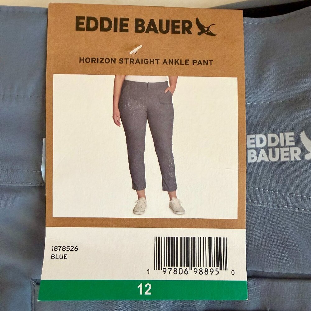 Eddie Bauer Women's Horizon Straight Ankle Pant Size 12 Blue Outdoor Casual NEW - Picture 2 of 16